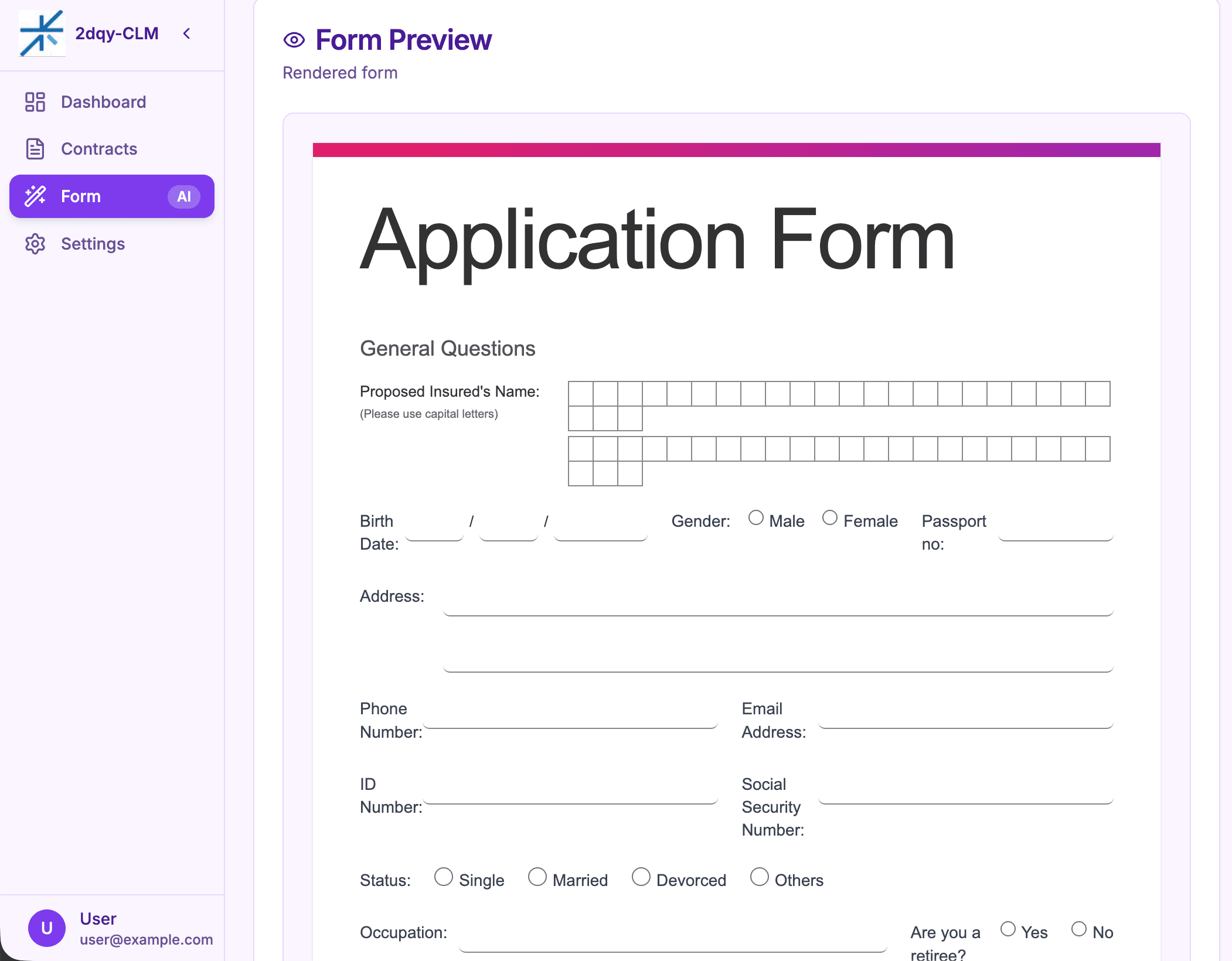 AI Extraction Form